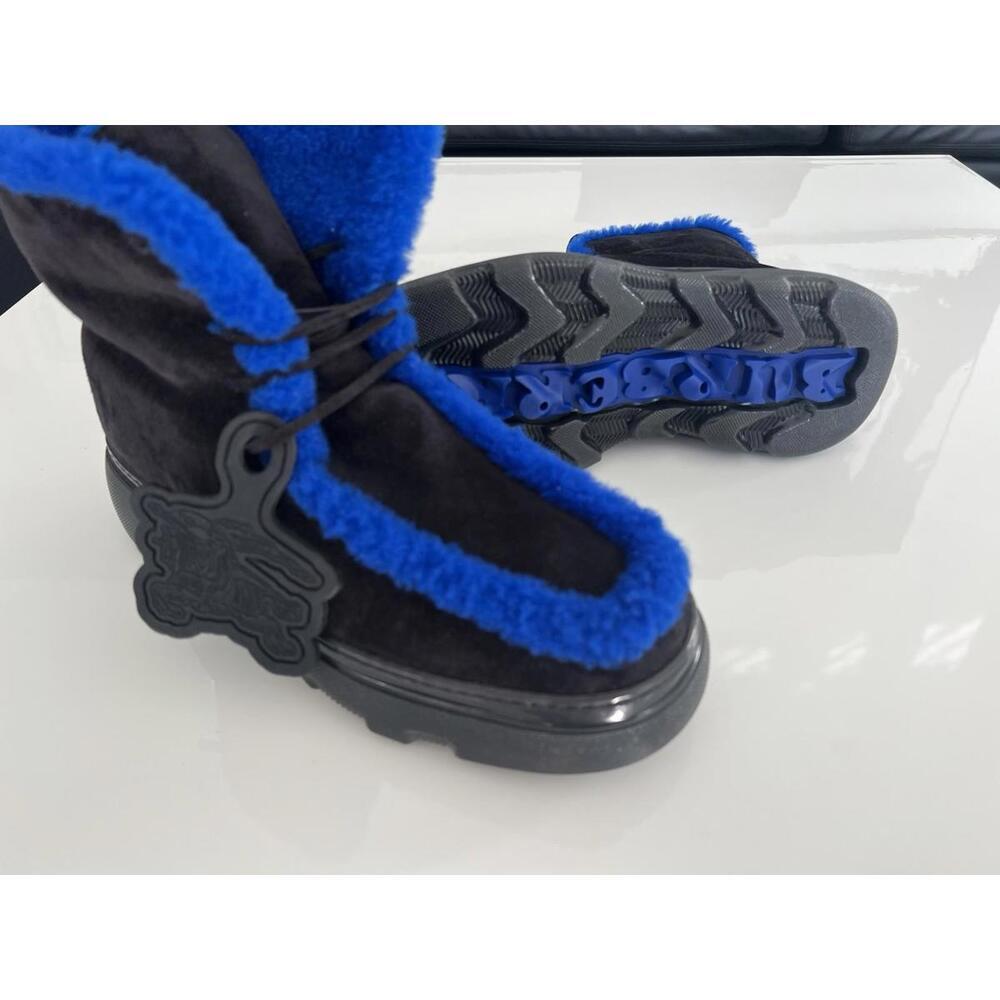 $1550 Burberry Mens Creeper Shearling Black Blue Winter Boots Size 42 /US 9 - Picture 8 of 16
